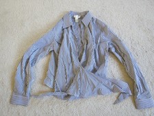 Talbots White Stripe Beach Coverup Wrap Dress Shirt Size 10