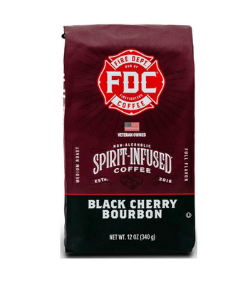 Fire Department Coffee, Black Cherry Bourbon Infused, Premium Ground Coffee, Med