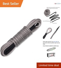 3/16" x 50ft Gray Synthetic Winch Rope - 8,350lbs Strength for ATVs/UTVs