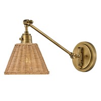 Wandlampe Rattan Metall E27 Verstellbar Schwenkbar In Messing Natur Wandleuchte