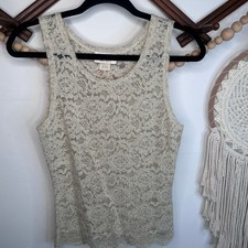 Vintage Victoria's Secret Gold Label Lace Sheer Tank M