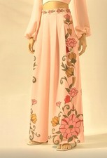 ❤️ Tolle Damenhose Hose Sommerhose Marlenehose Stoffhose Blumen lachs 38 40 ❤️