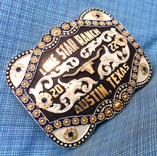 2022 Lone Star Ranch Belt Buckle Austin Texas Trophy Gems Larger Heavy CA.GMP850