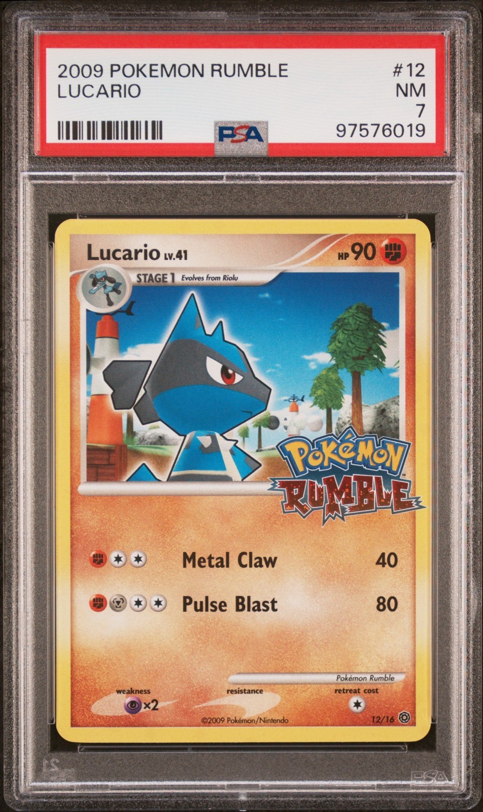 PSA 7 Lucario 12/16 Rumble 2009 Pokemon 