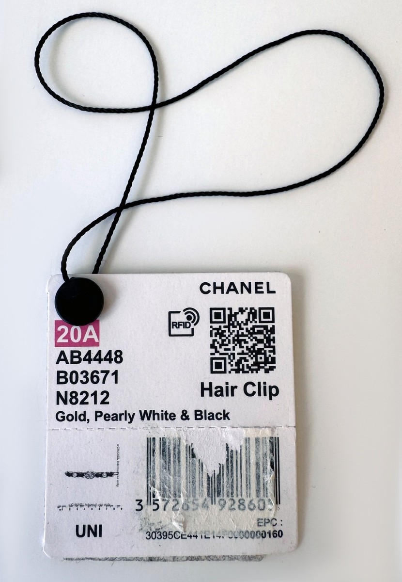 New 20A Chanel Hair Clip Barrette CC logo Gold White Pearl  display picture 1