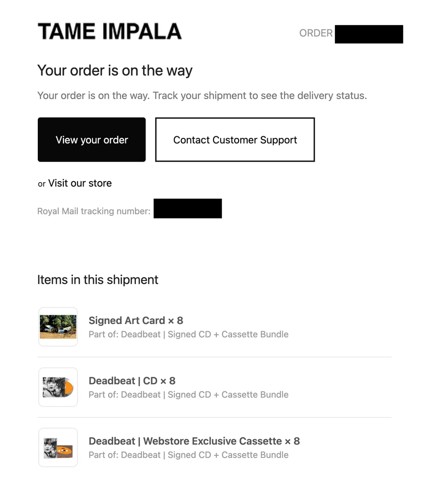 Tame Impala Deadbeat Exclusive Cassette & CD Bundle & SIGNED Art Card Autograph - Image 2 of 4