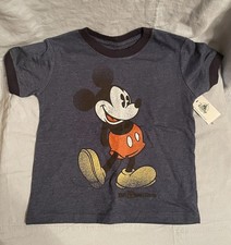 NEW Walt Disney Parks Child Gray Vintage Mickey Mouse Ringer T-Shirt Size 36mo