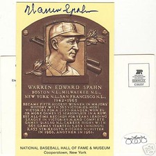 Warren Spahn Boston Braves Signed HOF Plaque JSA COA
