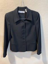 VTG Valerie Stevens Petite 6 Wool Black Jackt Blazer Padded Shoulders Button EUC
