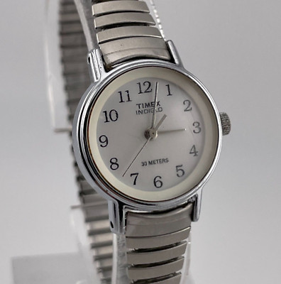 Timex Easy Reader Watch Womens Vintage Indiglo 23mm Case Stretch Bracelet Quartz