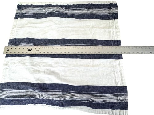 2X POTTERY BARN Pillow Shams EURO 26" Blue White Stripe Nautical Linen Cotton - Picture 4 of 8