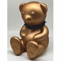 Casa Padrino Dekofigur TeddybäR Mit Halsband Kupfer Gold H. 31 Cm Deko Skulptur