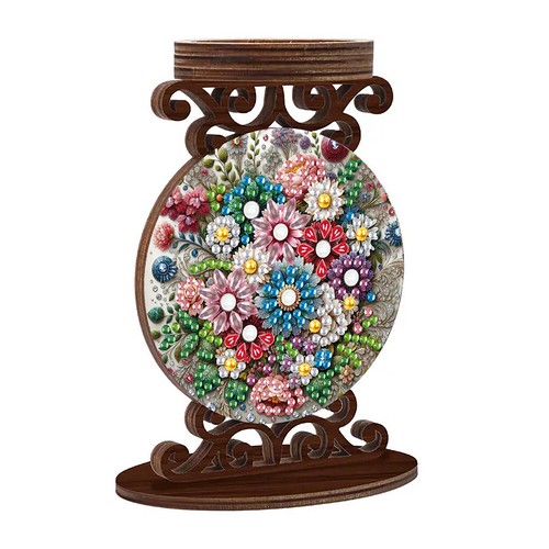 Bougeoir en bois et diamant peinture strass dessin chandelier décor -NE2 - Afbeelding 13 van 24