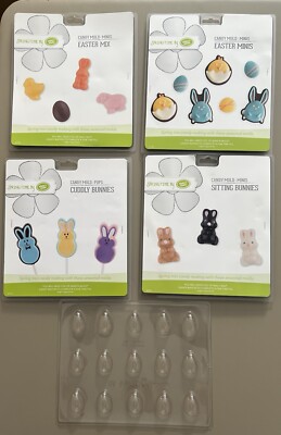 Lot Of 5 Assorted Clear Plastic Easter Candy Molds 