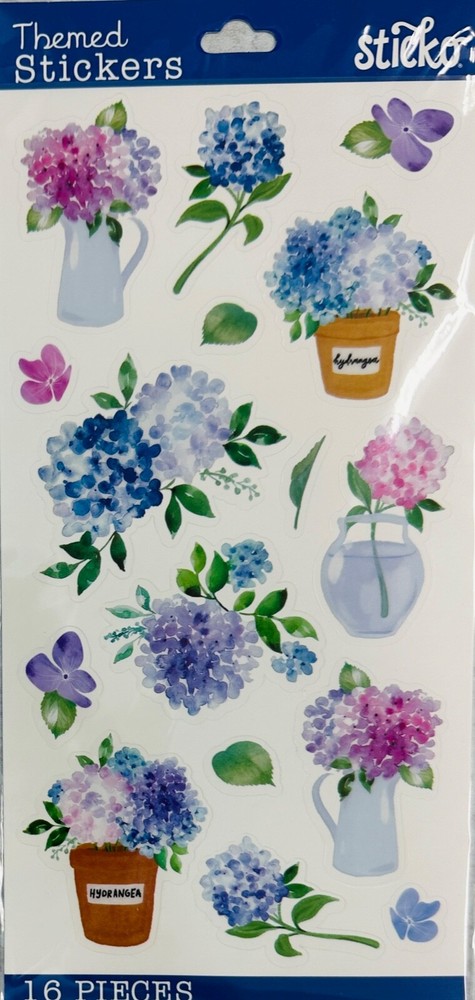 Hydrangea Flower Stickers for DIY Crafts and Scrapbooking