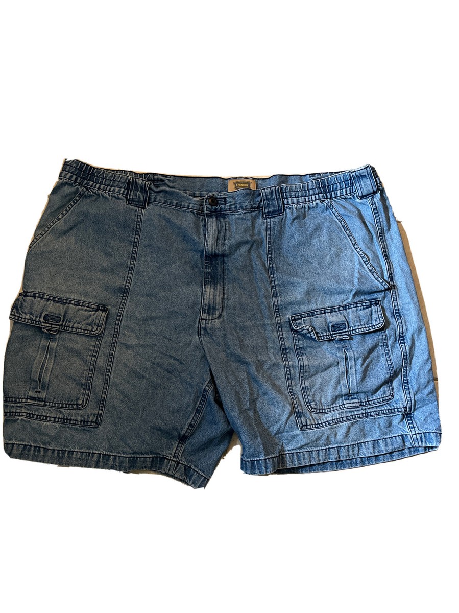 Foundry Blue Denim Shorts Size MENS 52 Extra Pockets Missing Button In Back