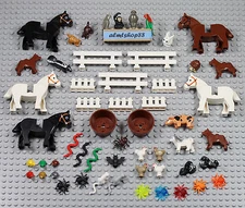 LEGO - 55 pcs Animals Lot - Horse Dog Cat Chicken Rabbit Monkey Mouse Pets Farm 