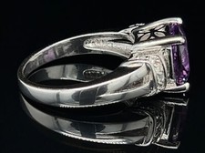 7US Natural Purple Amethyst Handmade Sterling Silver Ring