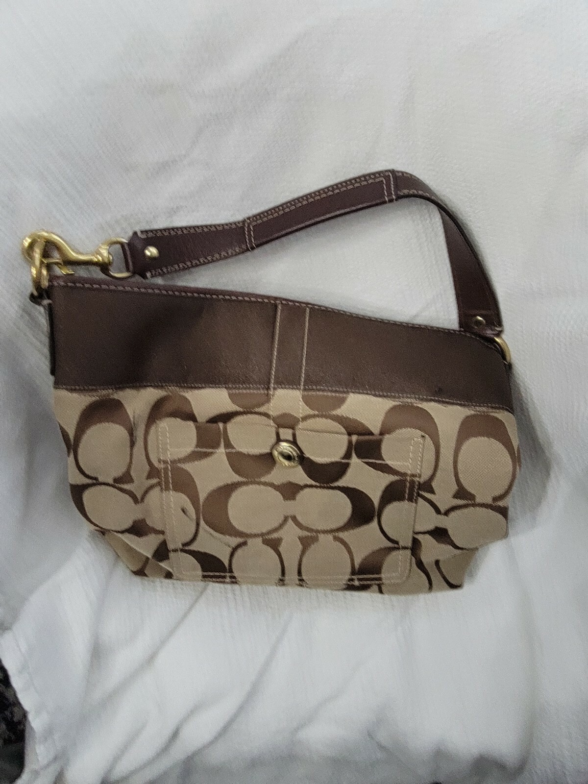 Coach Handbag Canvas Brown And Tan Gem
