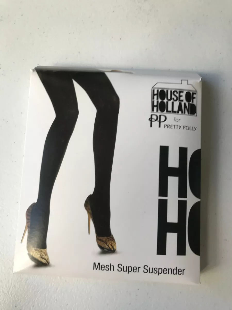 Pretty Polly House of Holland Mesh Super Suspender Tights One Size NIP