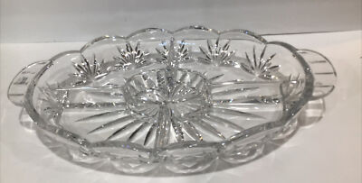 Royal Limited 24% Full Lead Crystal Czech Republic Large Heavy Relish Tray Dish