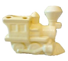 VINTAGE CERAMIC YELLOW TRAIN TOOTHBRUSH HOLDER MID CENTURY KIDS BATHROOM