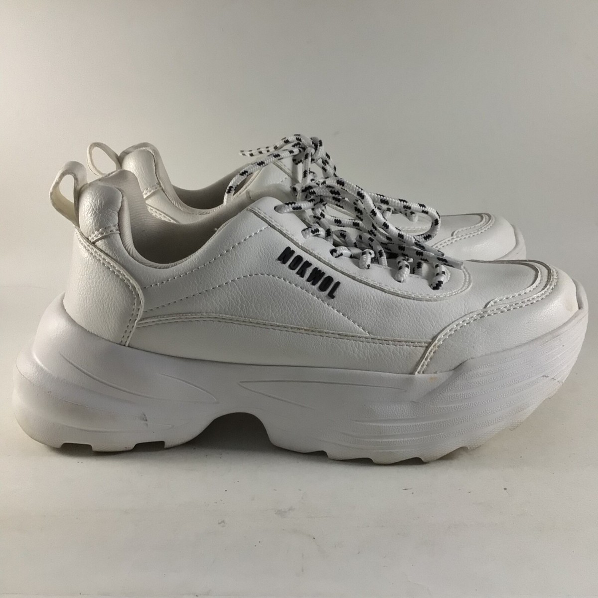 Nokwol Poppy klobige Damenschuhe Schnürschuhe Sneaker weiß Größe