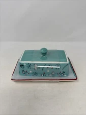 tabletops unlimited christmas butter dish holidays ceramic winter VHTF decor