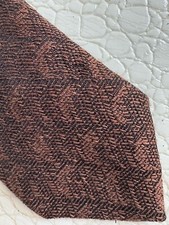 VTG Necktie Imported Wool 3.25 X 56.5โ Brown Brocade USA Made Original $1 Tag