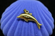 14K Yellow Gold Hollow Dolphin Pendant Charm