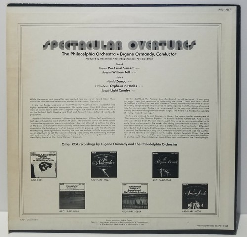 Vinyl VTG 33 RPM Eugene Ormandy The Philadelphia Spectacular Overtures RCA 1974 - Picture 4 of 7