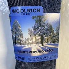 WOOLRICH Large 2 Pair Itch Free Merino Wool Blend Men Socks Fast Free Shipping