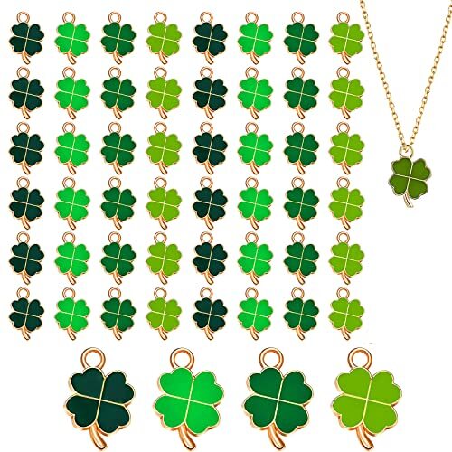 Skyzone 48 Pezzi di ciondoli a Quadrifoglio, ciondoli in Lega di Smalto, (p7q)