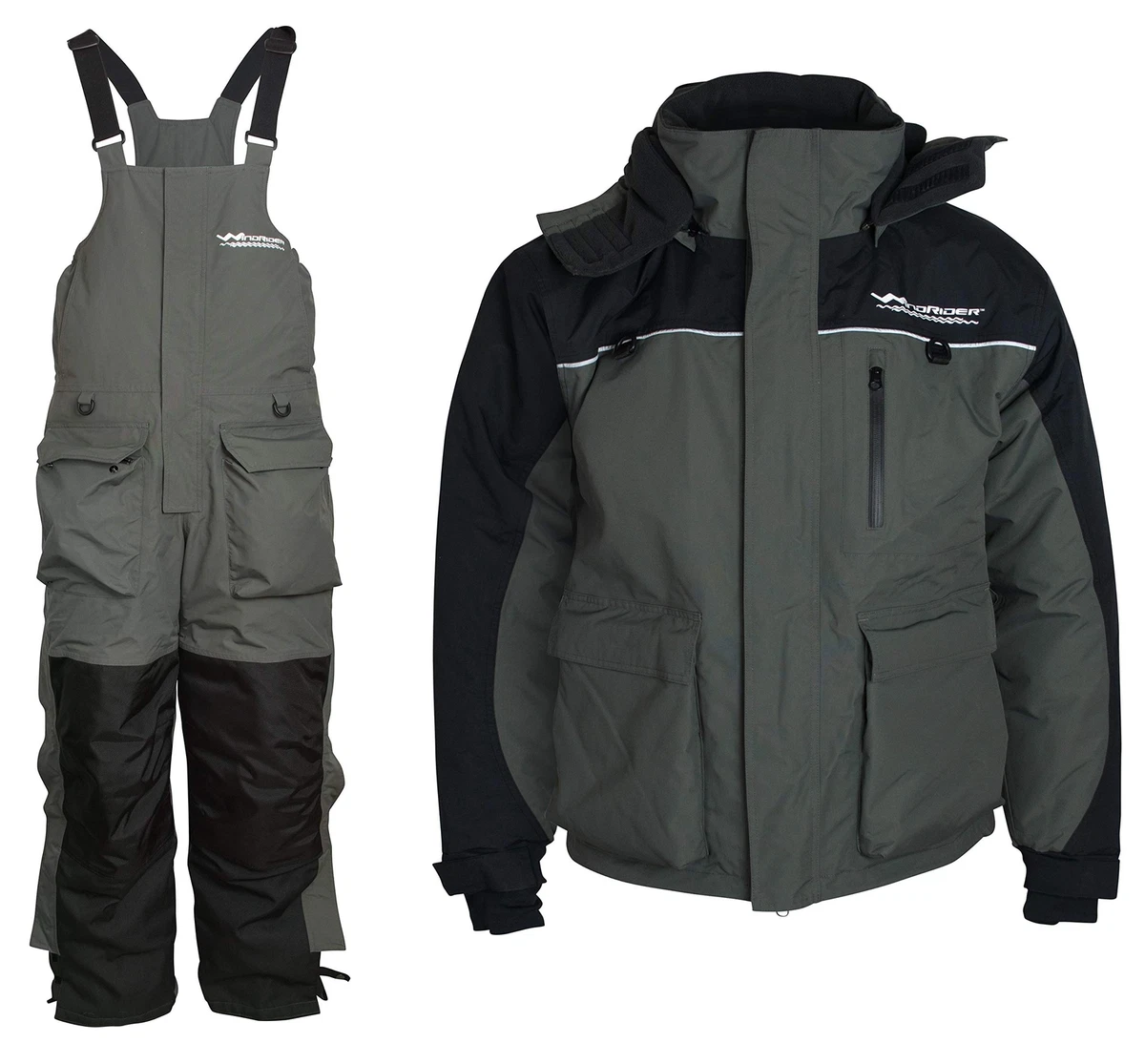 Ice Fishing Suit Insulated Bibs & Jacket Flotation Tons of Pockets