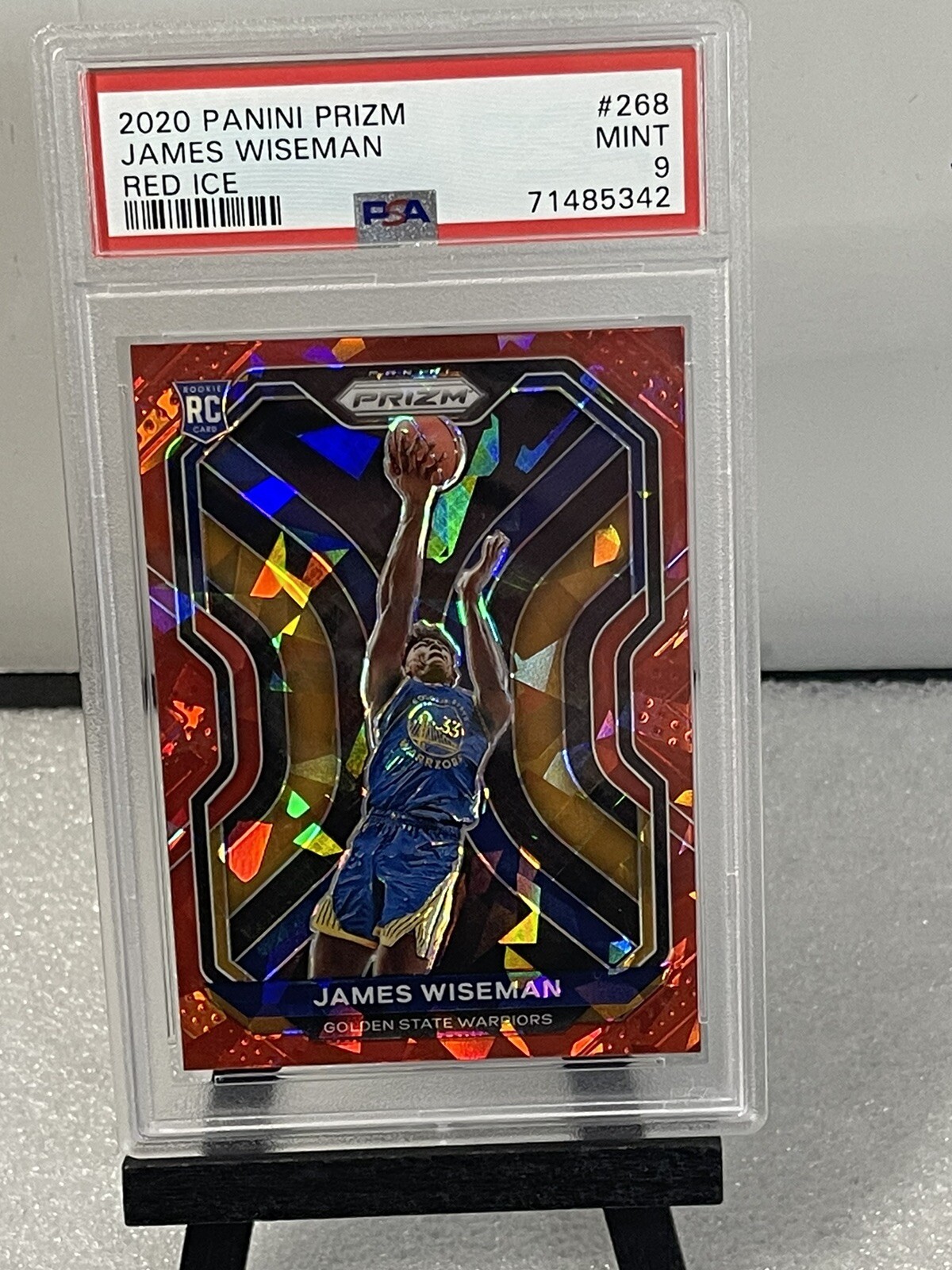 2020-21 Panini Prizm Basketball James Wiseman Red Cracked Ice RC #268 PSA 9 RC