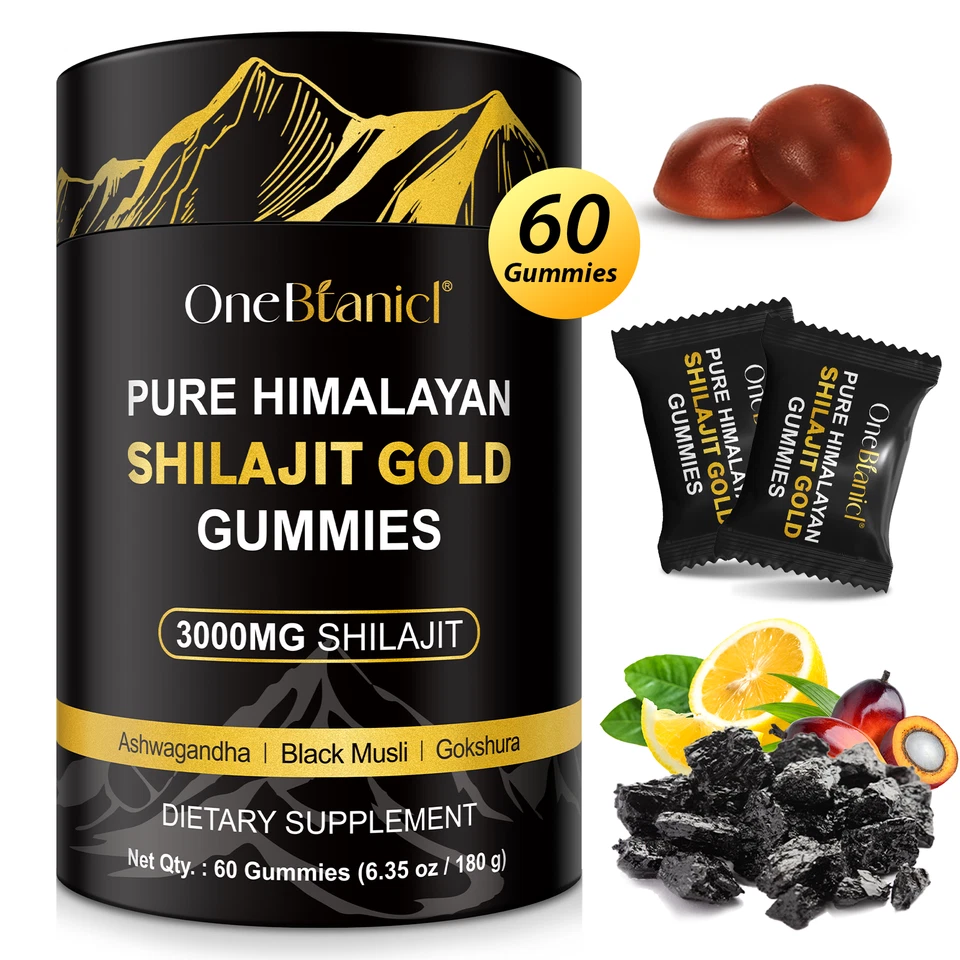ONEBOTANICAL SHILAJIT GOLD GUMMIES Pure Himalayan Shilajit Gold Gummies 3000MG Ashwagandha FAST & FREE DELIVERY