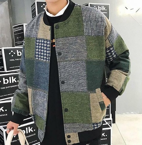 Retro Men grid Fashion College Baseball 