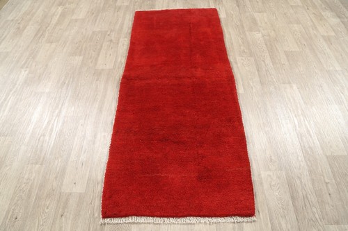Modern Rust Red Solid Gabbeh Contemporary Hand-made Runner Rug 2' 10" x 6' 6" - Picture 11 of 16