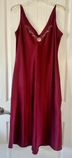 California Dynasty Burgundy Chemise Nightgown Floral Embroidery Women s Size M