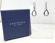 Contessa Di Capri Sterling Silver Turquoise Drop Earrings