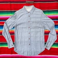Gray lightweight flannel long sleeve button down shirt adult S M EUC