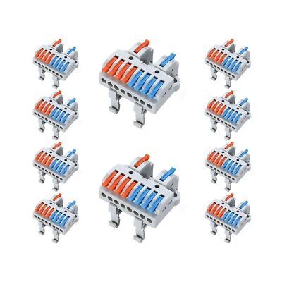 10 Pcs DIN Rail Terminal Blocks，28-12AWG Quick Wiring Cable Connector DIY
