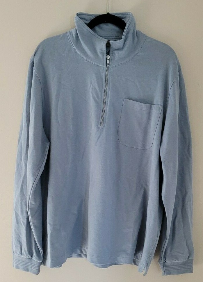 Slate & Stone Quarter Zip Full Sleeve Cotton Sweatshirt Sky Blue