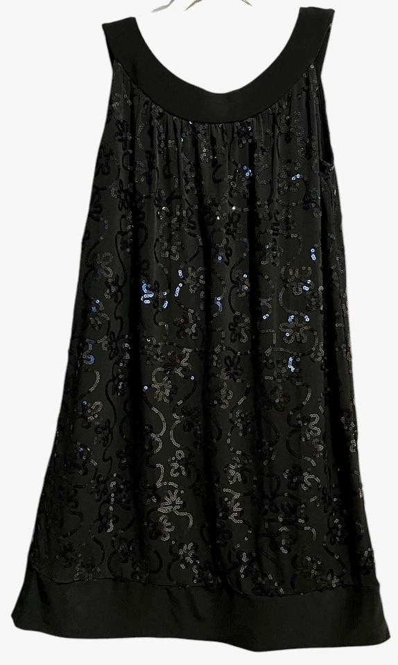 Vestido de festa elástico DressBarn Collection feminino tamanho 12 preto lantejoulas sem mangas - Imagem 2 de 4