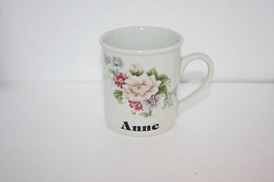 Only Yours Personalized ''Anne'' Porcelain Mug Cup Pretty Floral Spray Design