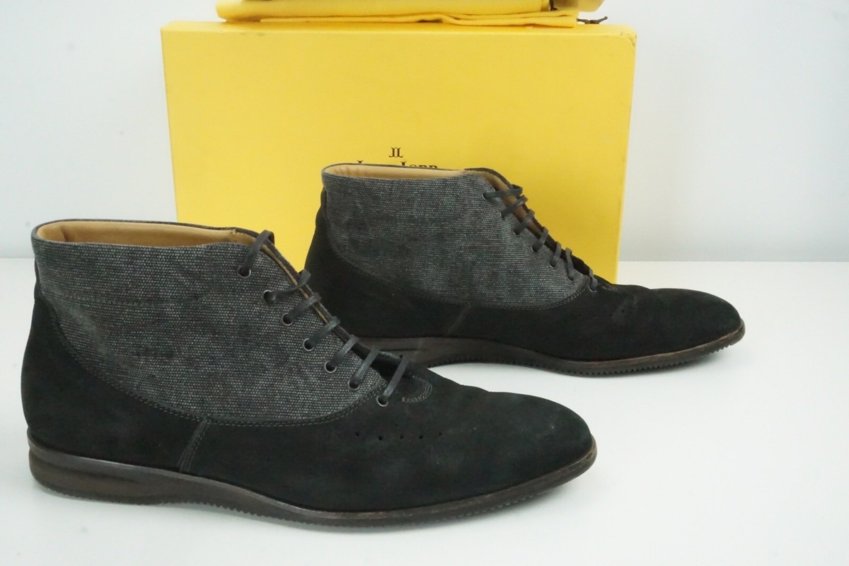 John Lobb Winner Boot Ebony Velveteen Charcoal Twill Boots Sz 9.5 W/ Box Bags John Lobb Winner Boot Ebony Velveteen Charcoal Twill Boots  main image 4