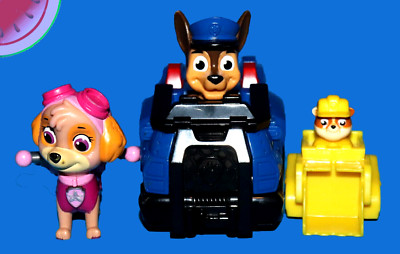 Lot Nickelodeon PAW PATROL Figure CHASE RUBBLE / SKYE 2 Vehicles Police Cruiser
