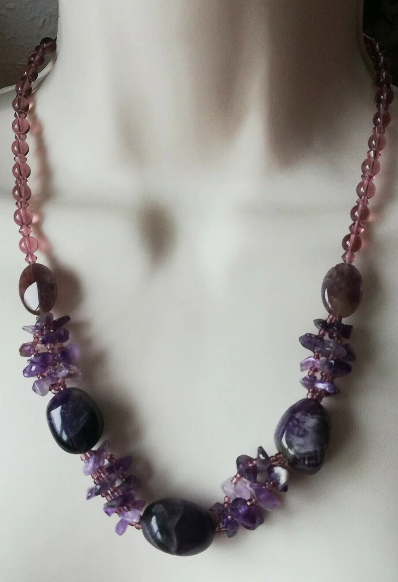 Collier or 750 jaune améthystes et diamants 43cm