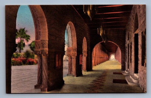 Postcard Vtg California Stanford University Arcade At Entrance Memorial Church