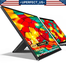 UPERFECT 2K Portable Monitor 17.3'' FHD USB C HDMI IPS Screen 1080P Y Bracket US